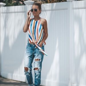 VICI Collection Carousel Striped Tie Tank